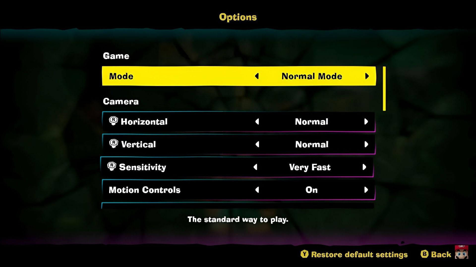 You can switch from Normal Mode to Assist Mode in the Options menu of Donkey Kong Bananza (Image via Nintendo)